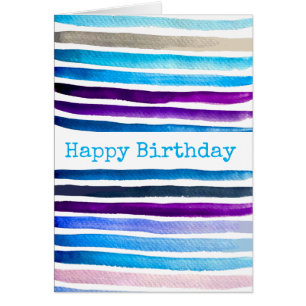 Blue watercolor stripes painted