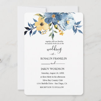 blue watercolor wedding Invitation Kaart