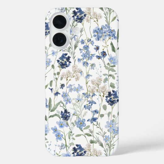 Blue Watercolor Wildflower Case-Mate iPhone Case (Achterkant)
