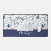 Blue Watercolor Wildflower Monogram Name (Clavier et souris)
