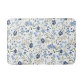 Blue Watercolor Wildflower Pattern Badmat (Voorkant)