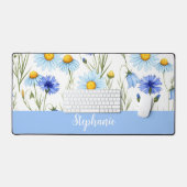 Blue Watercolor Wildflower Personalized Bureaumat (Keyboard & Muis)