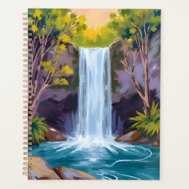 Blue Waterfall | Forest Landscape Nature Painting Planner