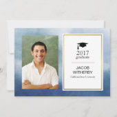 Blue Waterverf Afstuderen fotokaart Kaart (Voorkant)