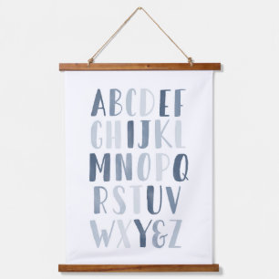 Blue Waterverf Alphabet ABC Boy Nursery Decor Hangend Wandkleed