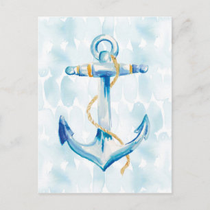 Blue Waterverf Anchor Briefkaart