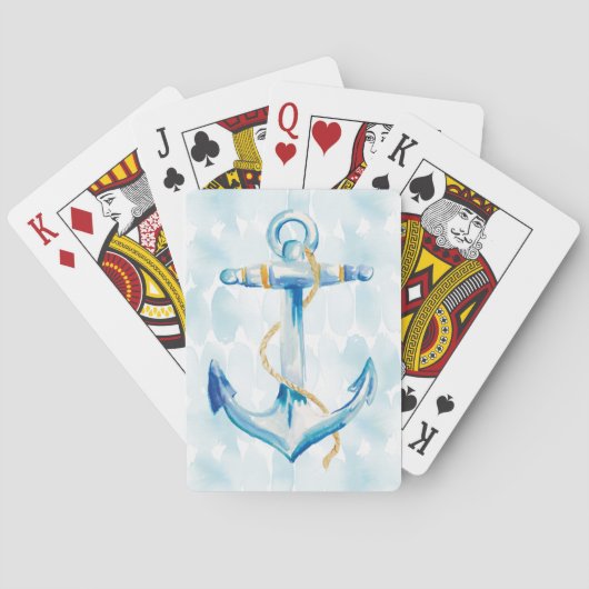 Blue Waterverf Anchor Pokerkaarten (Achterkant)