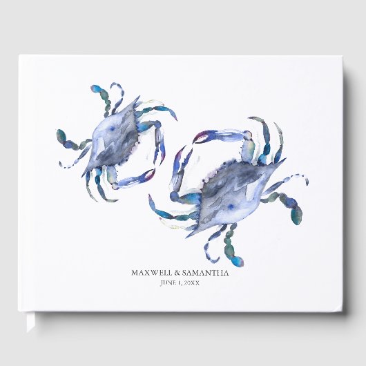 Blue Waterverf Beach Bruiloft Gastenboek (Voorkant)