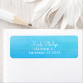 Blue Waterverf Beach Tropical Wedding Invitation Etiket (Insitu)