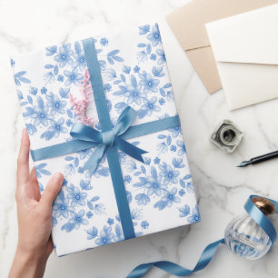 Blue Waterverf Bouquet Pattern Cadeaupapier