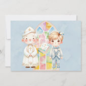 Blue Waterverf Boy 1st. communie Kaart (Achterkant)