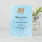Blue Waterverf Boy Baby shower per post Kaart (Staand voorkant)
