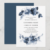 Blue Waterverf bruiloft uitnodiging suite (Voorkant / Achterkant)