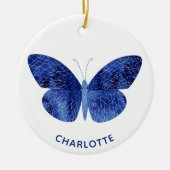 Blue Waterverf Butterfly - Aangepast Keramisch Ornament (Voorkant)