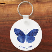 Blue Waterverf Butterfly - Aangepast Sleutelhanger (Voorkant)