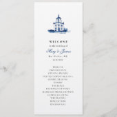 Blue Waterverf Church Wedding Platte Programma (Voorkant)