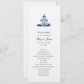 Blue Waterverf Church Wedding Platte Programma (Voorkant / Achterkant)