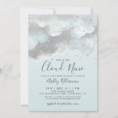 Blue Waterverf Cloud Nine Baby shower Kaart (Voorkant)