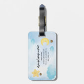 Blue Waterverf Cloud Star Moon Kinder Bagagelabel (Achterkant verticaal)