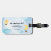 Blue Waterverf Cloud Star Moon Kinder Bagagelabel (Achterkant horizontaal)