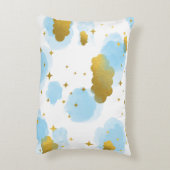 Blue Waterverf Clouds Gold Stars Sky Accent Kussen (Achterkant (Verticaal))