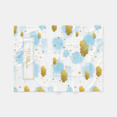Blue Waterverf Clouds Gold Stars Sky Fleece Deken (Voorkant (Horizontaal))
