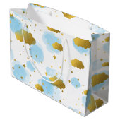 Blue Waterverf Clouds Gold Stars Sky Groot Cadeauzakje (Achterkant Gekanteld)