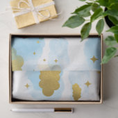 Blue Waterverf Clouds Gold Stars Sky Tissuepapier (Geschenk)