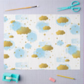 Blue Waterverf Clouds Gold Stars Sky Tissuepapier (Craft)