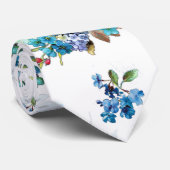 Blue Waterverf Corn Flower Running Pattern Stropdas (Opgerold)