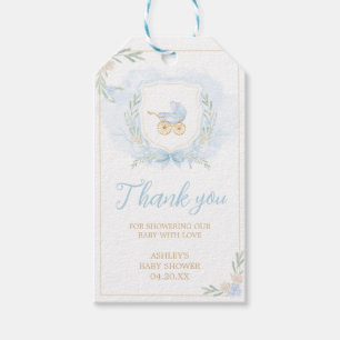 Blue Waterverf Crest Baby shower Favor Tags Cadeaulabel