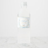 Blue Waterverf Crest Baby shower Waterfles Etiket (Voorkant)