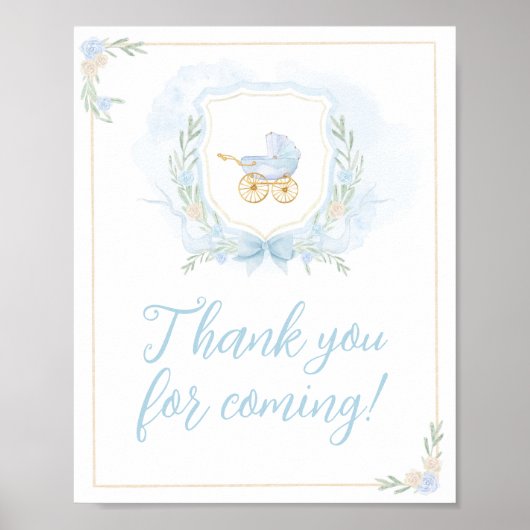 Blue Waterverf Crest Bedankt voor uw komst Poster (Voorkant)