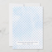 Blue Waterverf Cross in Calligraphy Baptism Boy Kaart (Achterkant)