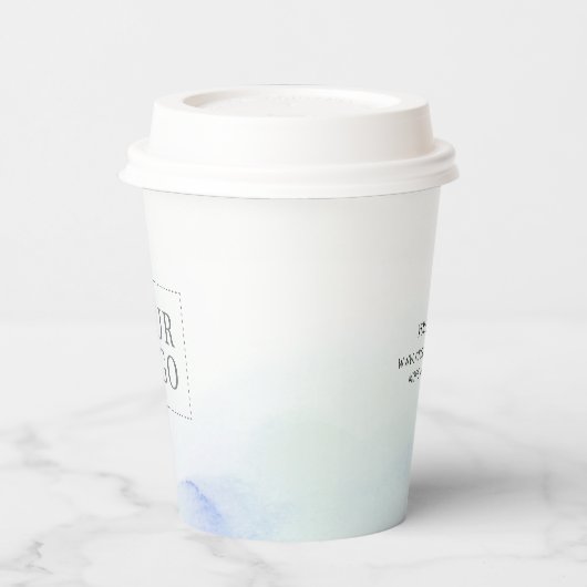 Blue Waterverf Custom Business Logo Promotional Papieren Bekers (Links)