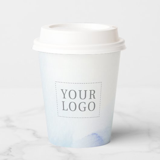 Blue Waterverf Custom Business Logo Promotional Papieren Bekers (Voorkant)