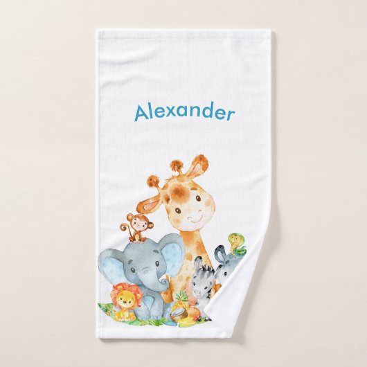 Blue Waterverf Cute Safari Oerwouden Bad Handdoek (Handdoek)