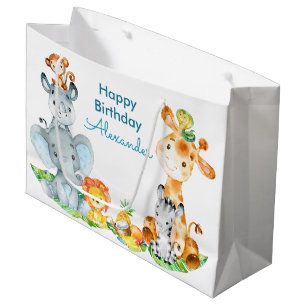 Blue Waterverf Cute Safari Oerwouden Groot Cadeauzakje