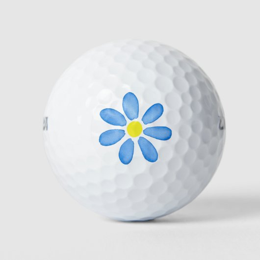 Blue Waterverf Daisy Golfballen (Voorkant)