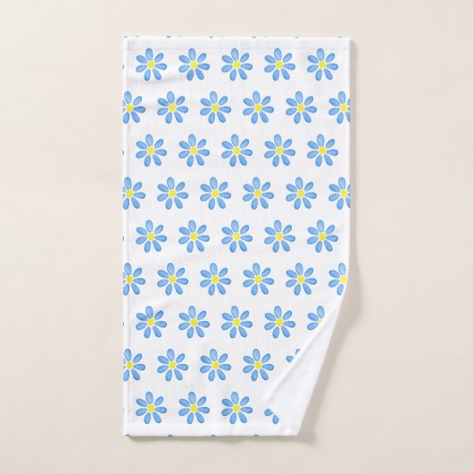 Blue Waterverf Daisy Pattern Bad Handdoek (Handdoek)