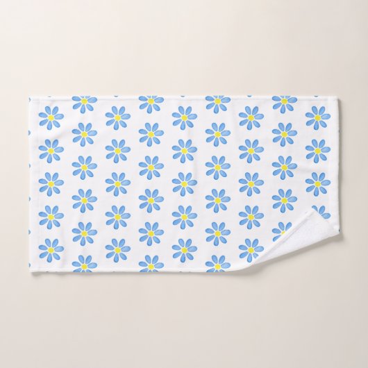 Blue Waterverf Daisy Pattern Bad Handdoek (Handdoek)