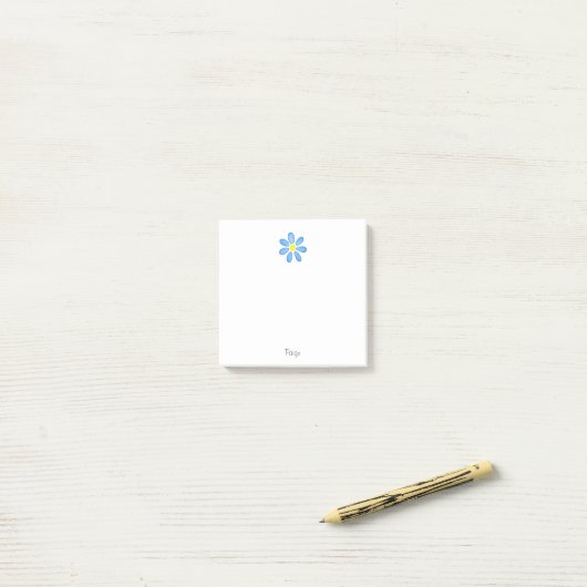 Blue Waterverf Daisy Post-it® Notes (Op bureau)