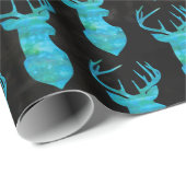 Blue Waterverf Deer Silhouette Cadeaupapier (Rol Hoek)