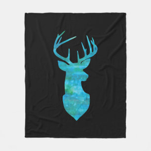 Blue Waterverf Deer Silhouette Fleece Deken