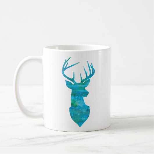 Blue Waterverf Deer Silhouette Koffiemok (Links)
