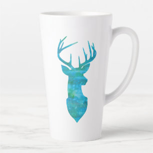 Blue Waterverf Deer Silhouette Latte Mok