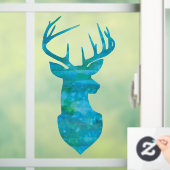 Blue Waterverf Deer Silhouette Raamsticker (Huis)