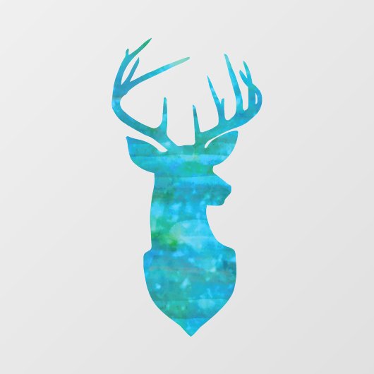 Blue Waterverf Deer Silhouette Raamsticker (Vel)