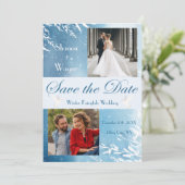 Blue Waterverf Doves Photo Wedding Save the Date (Staand voorkant)
