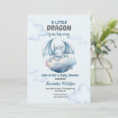 Blue Waterverf Dragon Baby shower Kaart (Staand voorkant)